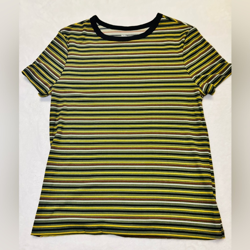 No Boundaries Multicolor Striped Short Sleeve Tee NWOT Size Large
